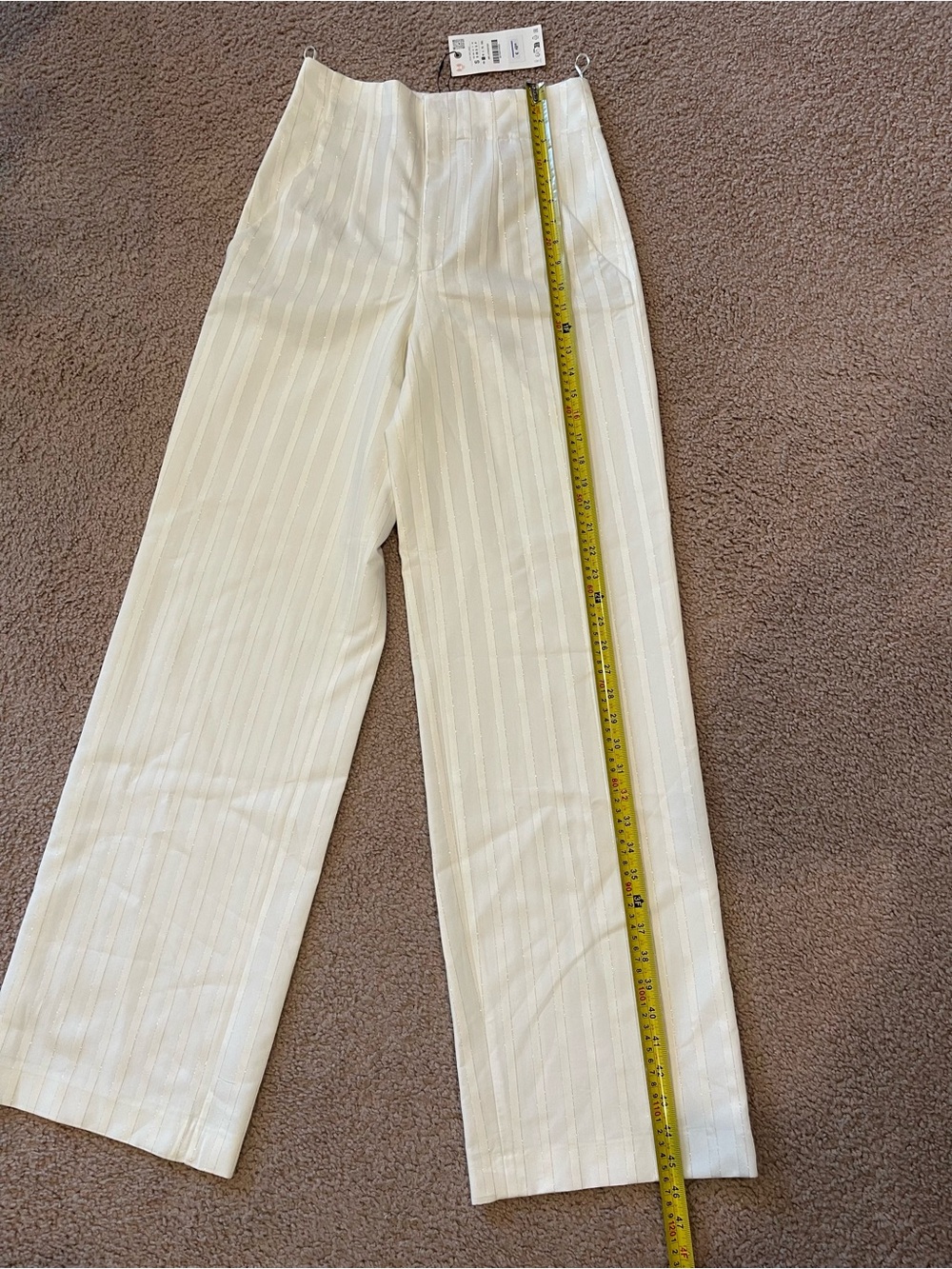 ZARA Women's Tall Pinstripe Retro Boho Wide-leg Dress Pants - Picture 7 of 11